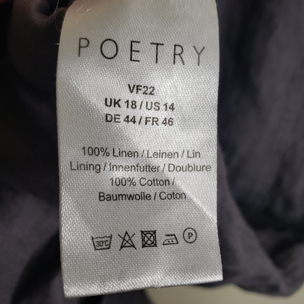Poetry Linen Dress 14 gray sleeveless - Picture 5 of 6